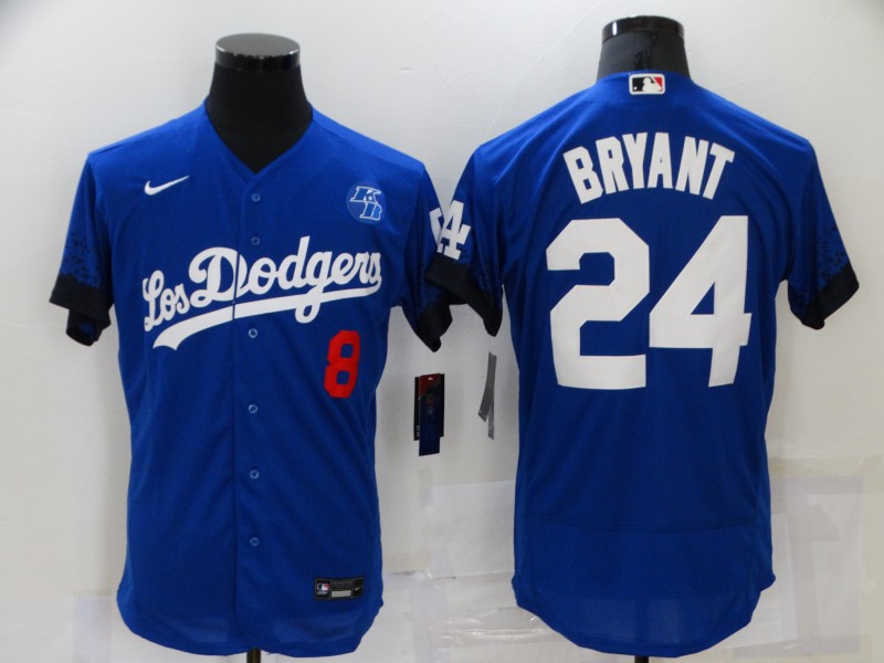 Men Los Angeles Dodgers 24 Bryant Blue City Edition Elite Nike 2021 MLB Jersey
